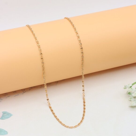 Elegant Rose Gold Plated Chain Necklace with Classic Pattern, XPNL0391 - Picture 6 of 11